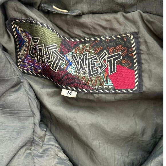 VTG 80s East West Patchwork Bomber Puffer Jacket Womens M Boho Cowgirl Grunge - Picture 16 of 16